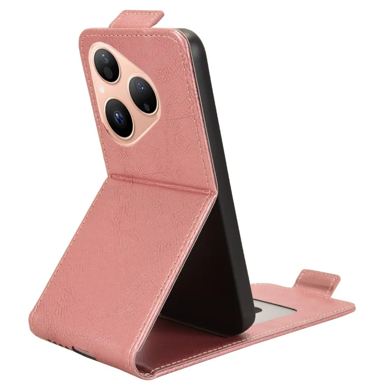 For Huawei Pura 80 Stand Case Magnetic Clasp Vertical Flip Leather Phone Cover with Card Holder - Rose Gold-Cellmalls