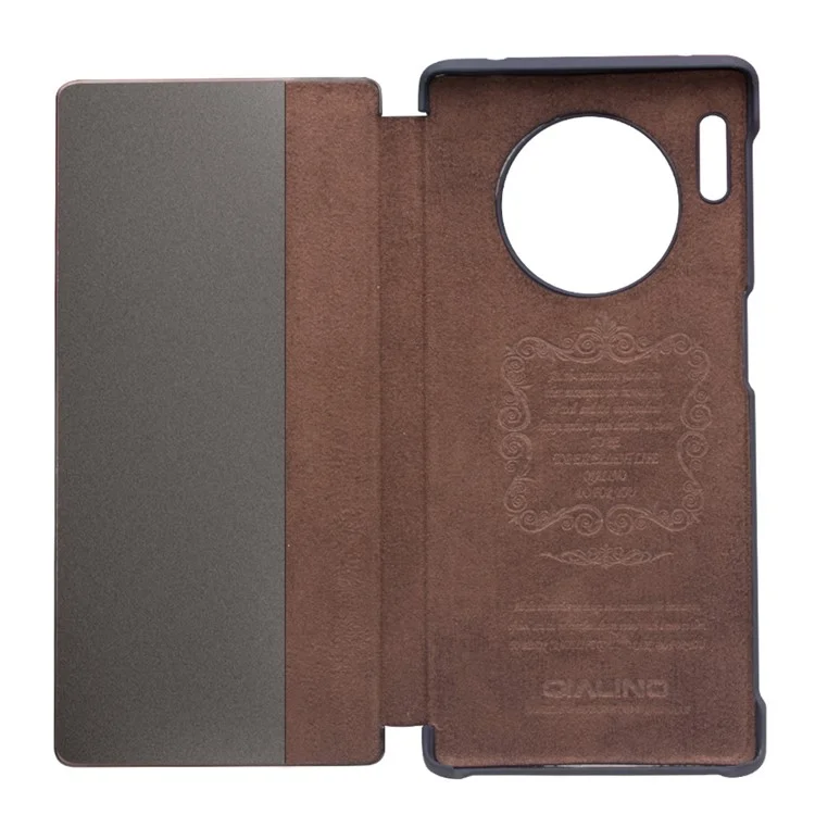 QIALINO View Window Litchi Texture Cowhide Leather Smart Case for Huawei Mate 30 Pro - Blue-Cellmalls