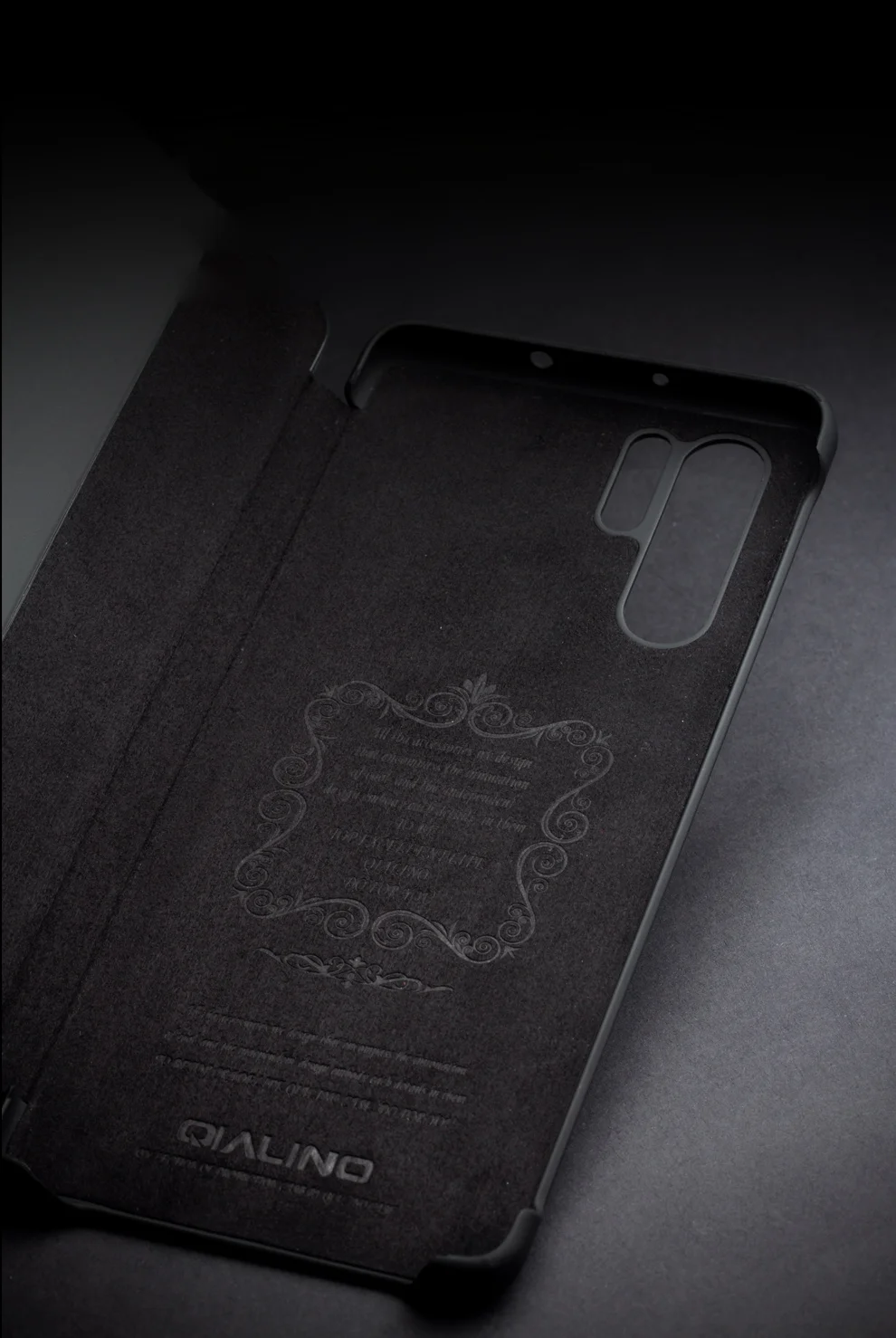 QIALINO for Huawei P30 Pro View Window Full Protection Cowhide Leather Smart Phone Case Cover - Black-Cellmalls