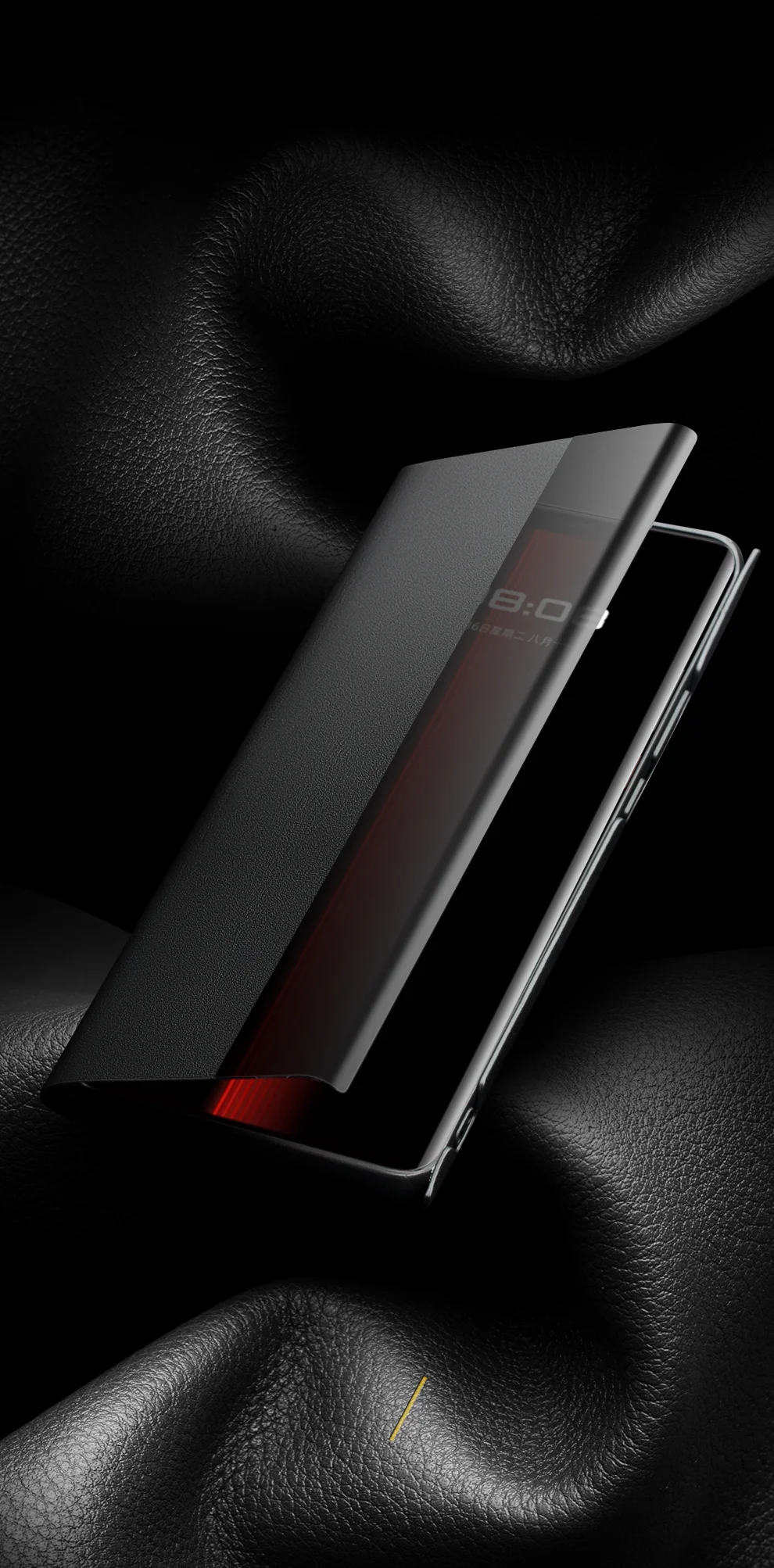 QIALINO Phone Case for Huawei Mate 50 RS Porsche Design 4G Cowhide Leather PC Cover Anti-Drop Shockproof Case - Orange-Cellmalls