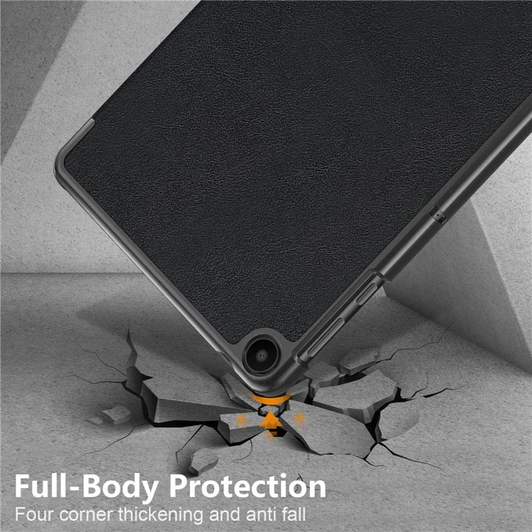 For Huawei MatePad SE 10.4-inch PU Leather Tablet Case Tri-fold Stand Anti-drop Tablet Cover - Black-Cellmalls