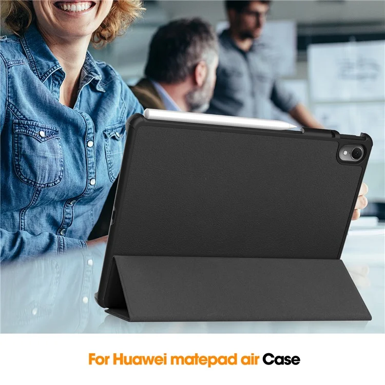 Tablet Case for Huawei MatePad Air 11.5 inch (2023) Tri-fold Stand Auto Sleep  /  Wake PU Leather Full Protective Cover - Black-Cellmalls