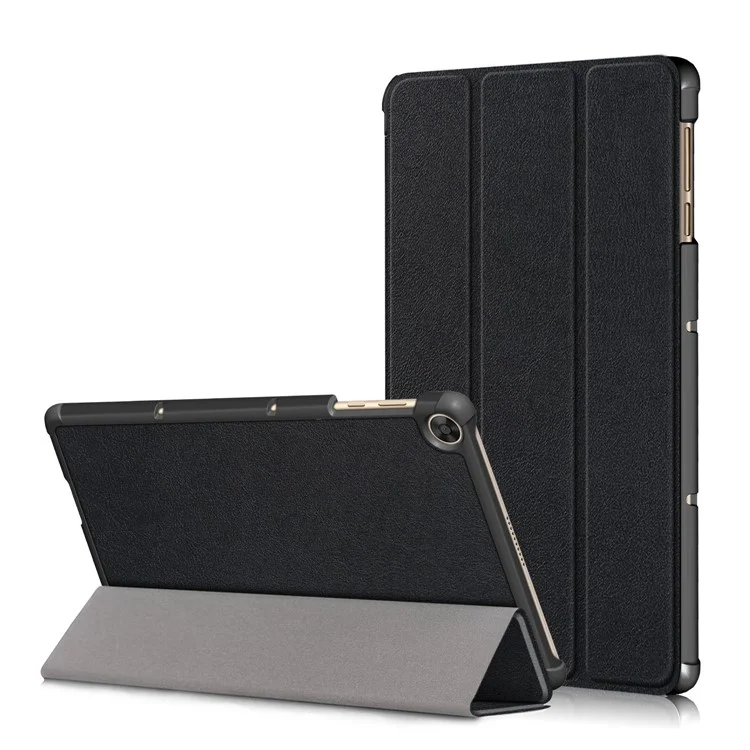 Tri-fold Flexible-Angle Stand Wake/Sleep Leather Smart Case for Huawei MatePad T 10S/T 10 /Enjoy Tablet 2 - Black-Cellmalls