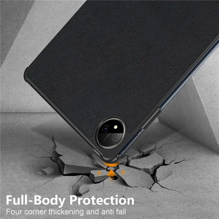 For Huawei MatePad Pro 11 (2022) Protective Case PU Leather Solid Color Folio Flip Cover Tri-fold Stand Tablet Protector with Auto Wake  /  Sleep - Black-Cellmalls