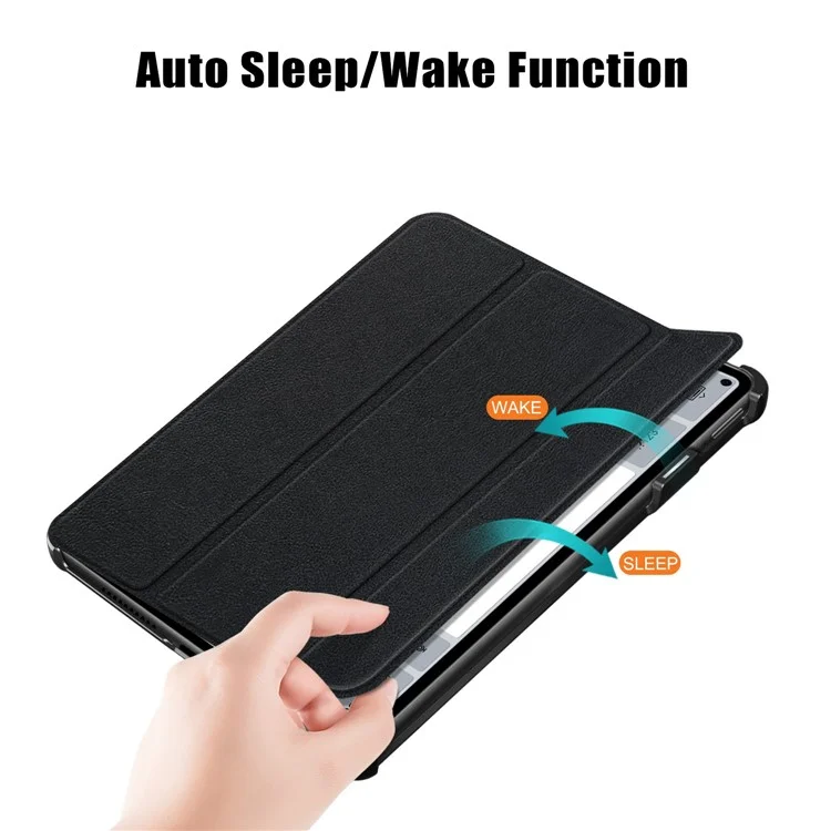 For Huawei MatePad Pro 11 (2022) Protective Case PU Leather Solid Color Folio Flip Cover Tri-fold Stand Tablet Protector with Auto Wake  /  Sleep - Black-Cellmalls