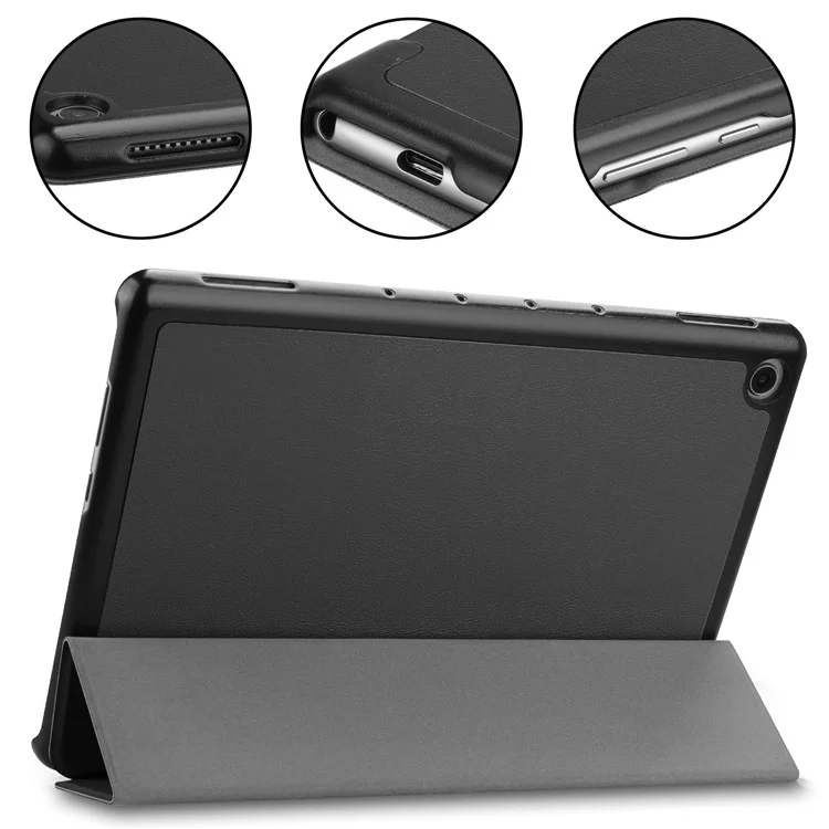 Tri-fold Stand Leather Protection Cover for Huawei Mediapad C5 10 / M5 Lite 10 - Black-Cellmalls
