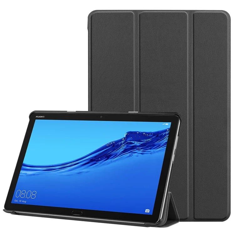 Tri-fold Stand Leather Protection Cover for Huawei Mediapad C5 10 / M5 Lite 10 - Black-Cellmalls