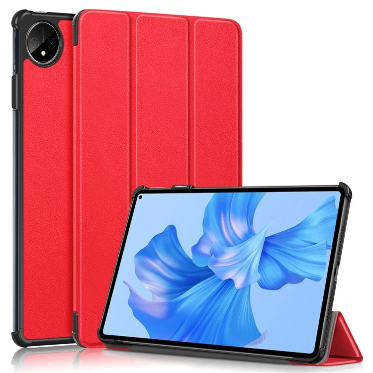 For Huawei MatePad Pro 11 (2022) Protective Case PU Leather Solid Color Folio Flip Cover Tri-fold Stand Tablet Protector with Auto Wake  /  Sleep - Black-Cellmalls