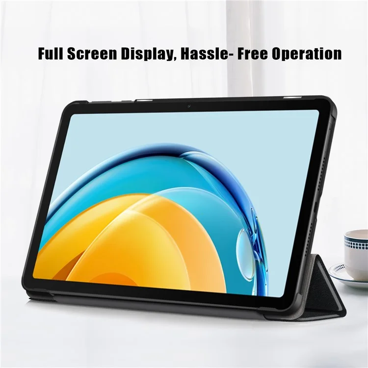For Huawei MatePad SE 10.4-inch PU Leather Tablet Case Tri-fold Stand Anti-drop Tablet Cover - Black-Cellmalls