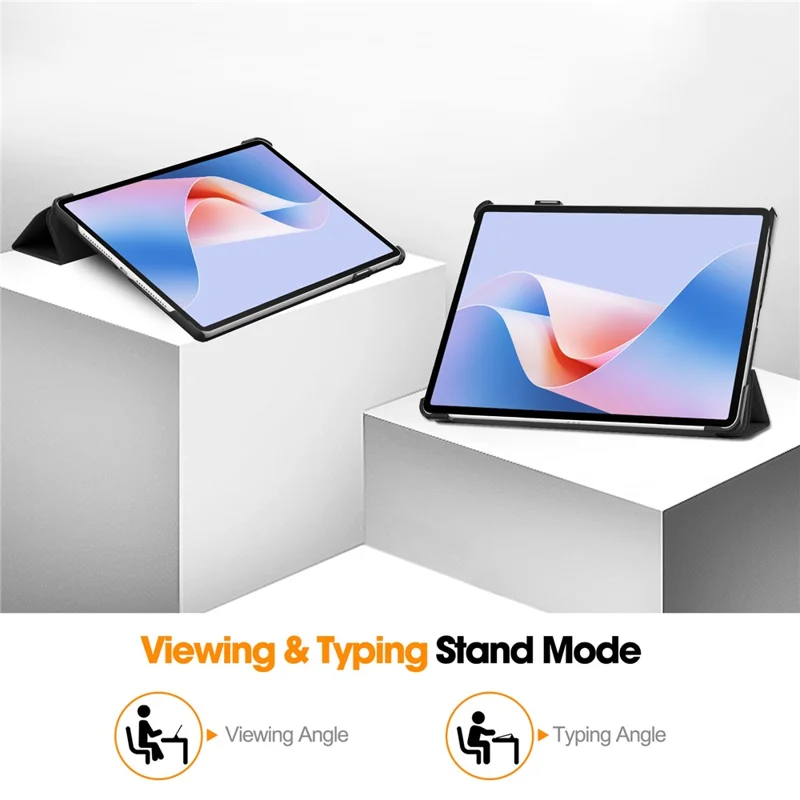 For Huawei MatePad 11.5 S Case Auto Wake / Sleep Tri-Fold Stand Leather Tablet Cover - Black-Cellmalls