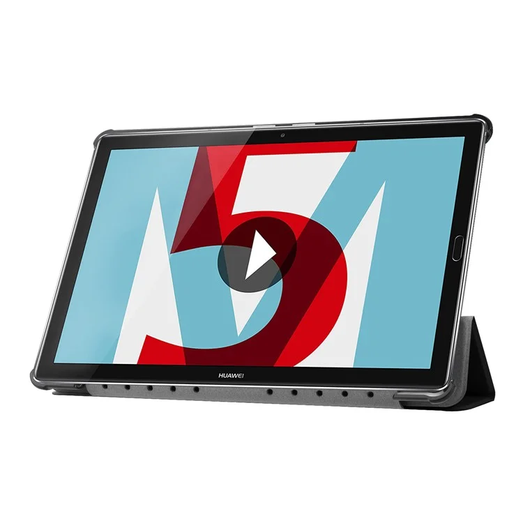 Stable Tri-fold Stand Leather Case with Stand for Huawei MediaPad M5 10 / M5 10 (Pro) - Black-Cellmalls