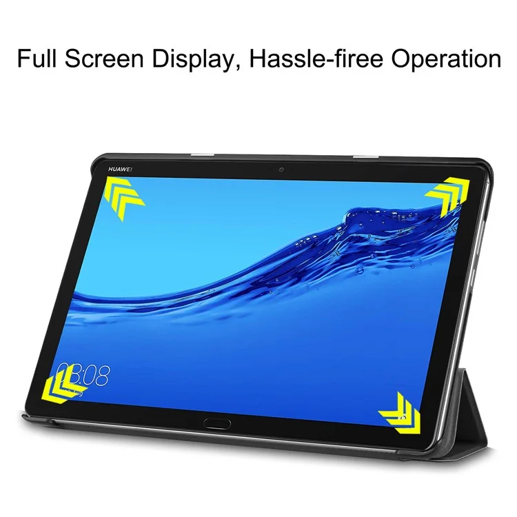 Tri-fold Stand Leather Protection Cover for Huawei Mediapad C5 10 / M5 Lite 10 - Black-Cellmalls