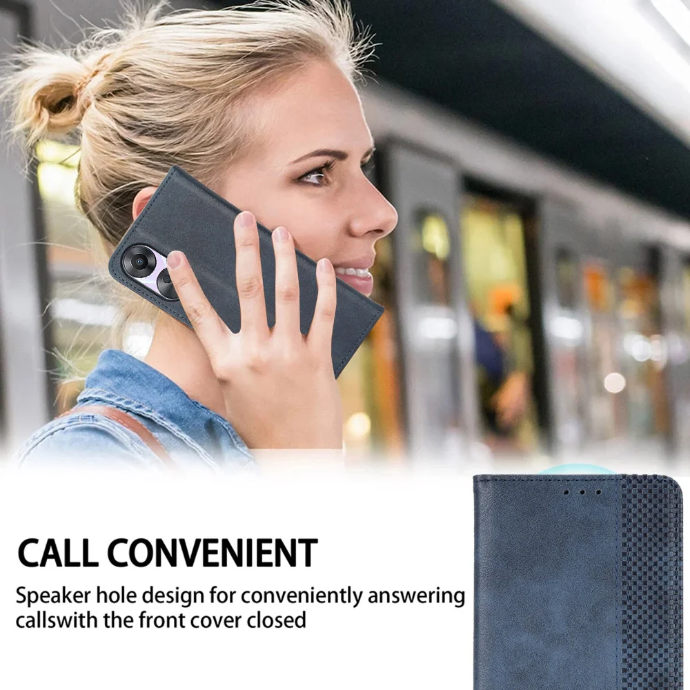 For Huawei Enjoy 80 Leather Case Wallet Stand Retro Texture Phone Cover - Black-Cellmalls