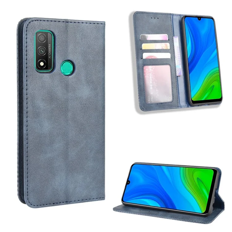 Auto-absorbed Retro PU Leather Case  for Huawei P smart 2020/Nova Lite 3+ - Black-Cellmalls
