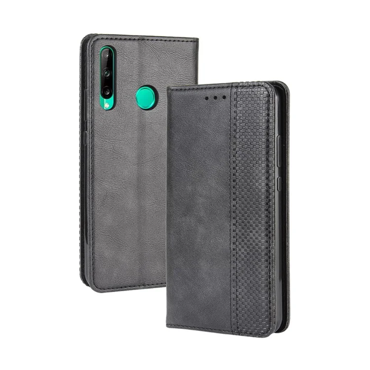 Magnetic Retro Surface Leather with Wallet Shell for Huawei P40 lite E/Y7p/Honor 9C - Black-Cellmalls