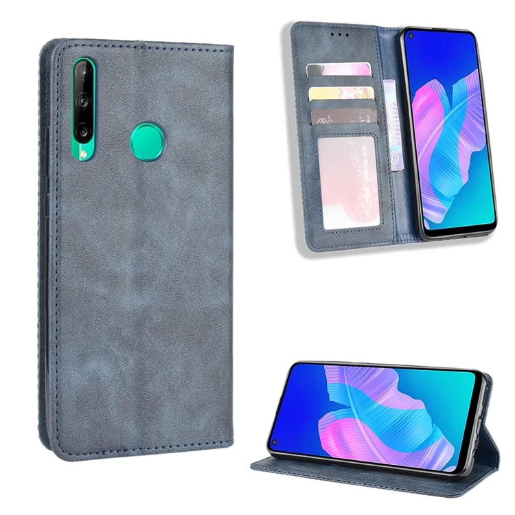 Magnetic Retro Surface Leather with Wallet Shell for Huawei P40 lite E/Y7p/Honor 9C - Black-Cellmalls