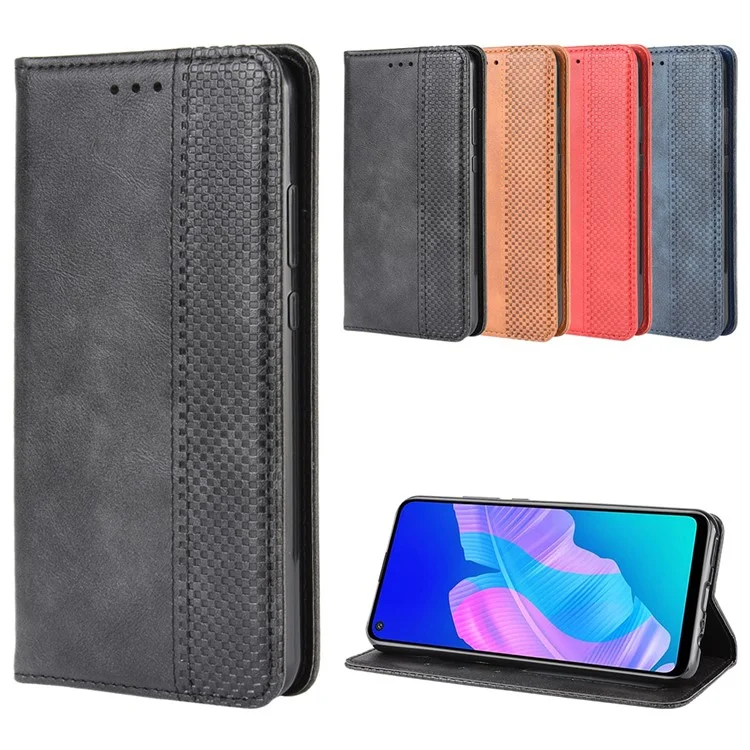 Magnetic Retro Surface Leather with Wallet Shell for Huawei P40 lite E/Y7p/Honor 9C - Black-Cellmalls