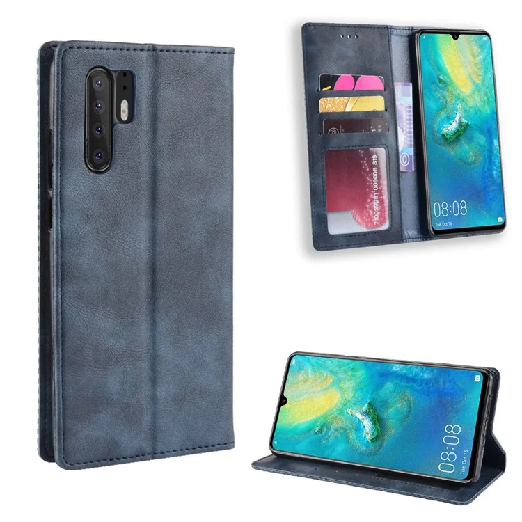 Vintage Style Magnetic Closue Leather Wallet Stand Phone Shell Case for Huawei P30 Pro - Brown-Cellmalls