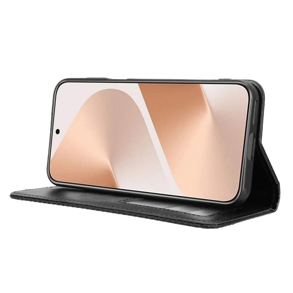 For Huawei Pura 80 Leather Case Wallet Stand Retro Texture Phone Cover - Black-Cellmalls