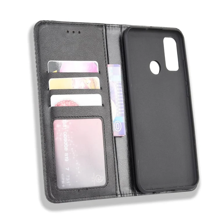 Auto-absorbed Retro PU Leather Case  for Huawei P smart 2020/Nova Lite 3+ - Black-Cellmalls