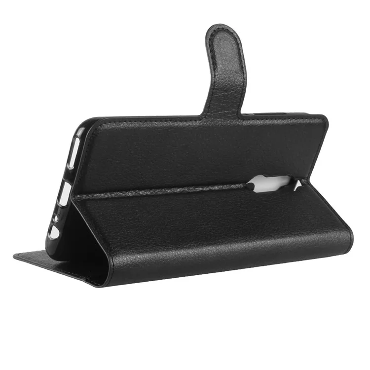 Litchi Skin Wallet Leather Stand Case for Huawei Mate 10 Lite / nova 2i / Maimang 6 - Black-Cellmalls