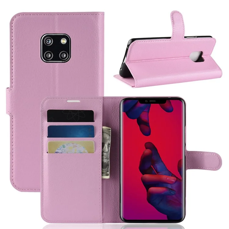 Litchi Texture Wallet Leather Case with Stand for Huawei Mate 20 Pro - Purple-Cellmalls