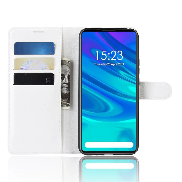 Litchi Texture Wallet Leather Phone Cover for Huawei Honor 9X (Global) / P Smart Z / Y9 Prime 2019 /  Enjoy 10 Plus - White-Cellmalls