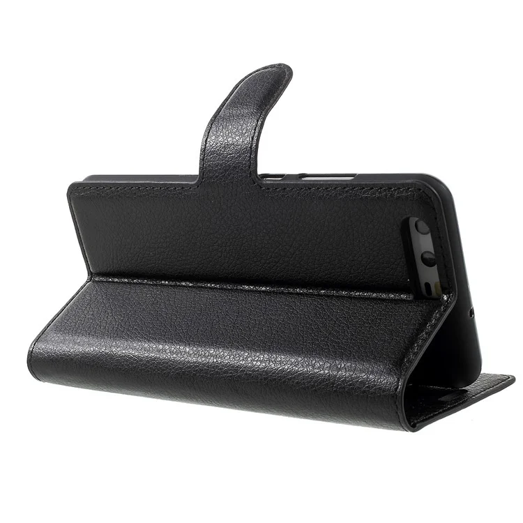 For Huawei P10 Litchi Skin Leather Stand Cover with Separated Wallet Design Anti-Collision Protection - Black-Cellmalls