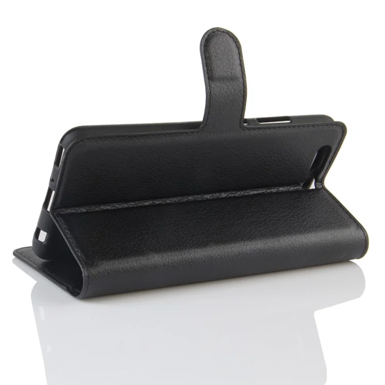 Lychee Grain Wallet Leather Phone Case for Huawei P10 Plus - Black-Cellmalls