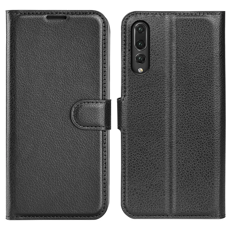 For Huawei P20 Litchi Texture Wallet Stand Leather Phone Accessory Case - Black-Cellmalls