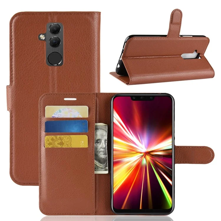 For Huawei Mate 20 Lite Litchi Grain Leather Wallet Mobile Phone Case Cover with Stand - Black-Cellmalls