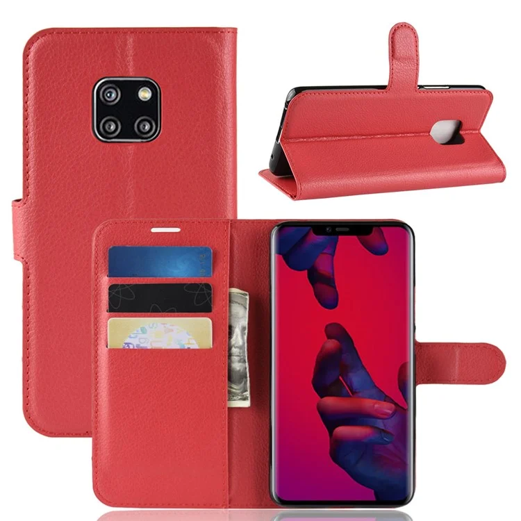 Litchi Texture Wallet Leather Case with Stand for Huawei Mate 20 Pro - Purple-Cellmalls