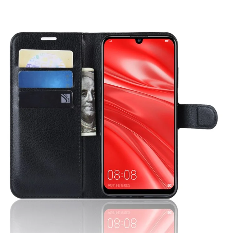 Litchi Skin Wallet Leather Stand Case for Huawei P Smart Plus 2019 / Enjoy 9s /  Maimang 8 - Black-Cellmalls