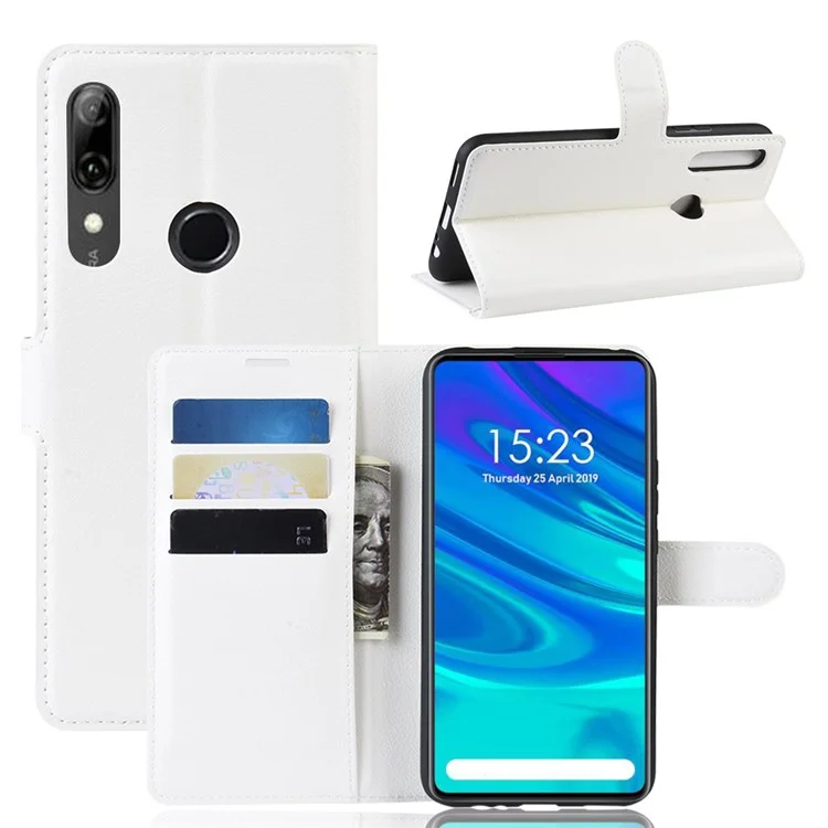 Litchi Texture Wallet Leather Phone Cover for Huawei Honor 9X (Global) / P Smart Z / Y9 Prime 2019 /  Enjoy 10 Plus - White-Cellmalls