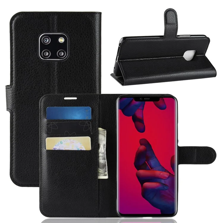 Litchi Texture Wallet Leather Case with Stand for Huawei Mate 20 Pro - Purple-Cellmalls