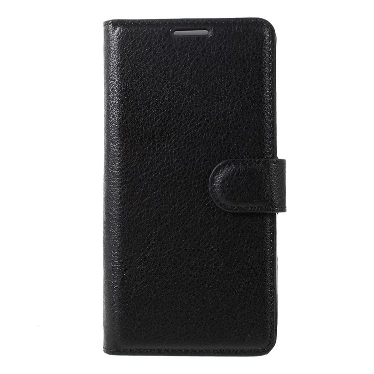 For Huawei P10 Litchi Skin Leather Stand Cover with Separated Wallet Design Anti-Collision Protection - Black-Cellmalls