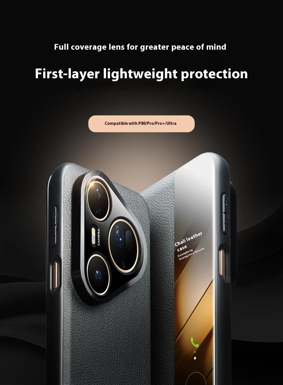 QIALINO For Huawei Pura 80 Case Window View Auto Wake  /  Sleep Genuine Cow Leather Flip Phone Cover - Black-Cellmalls