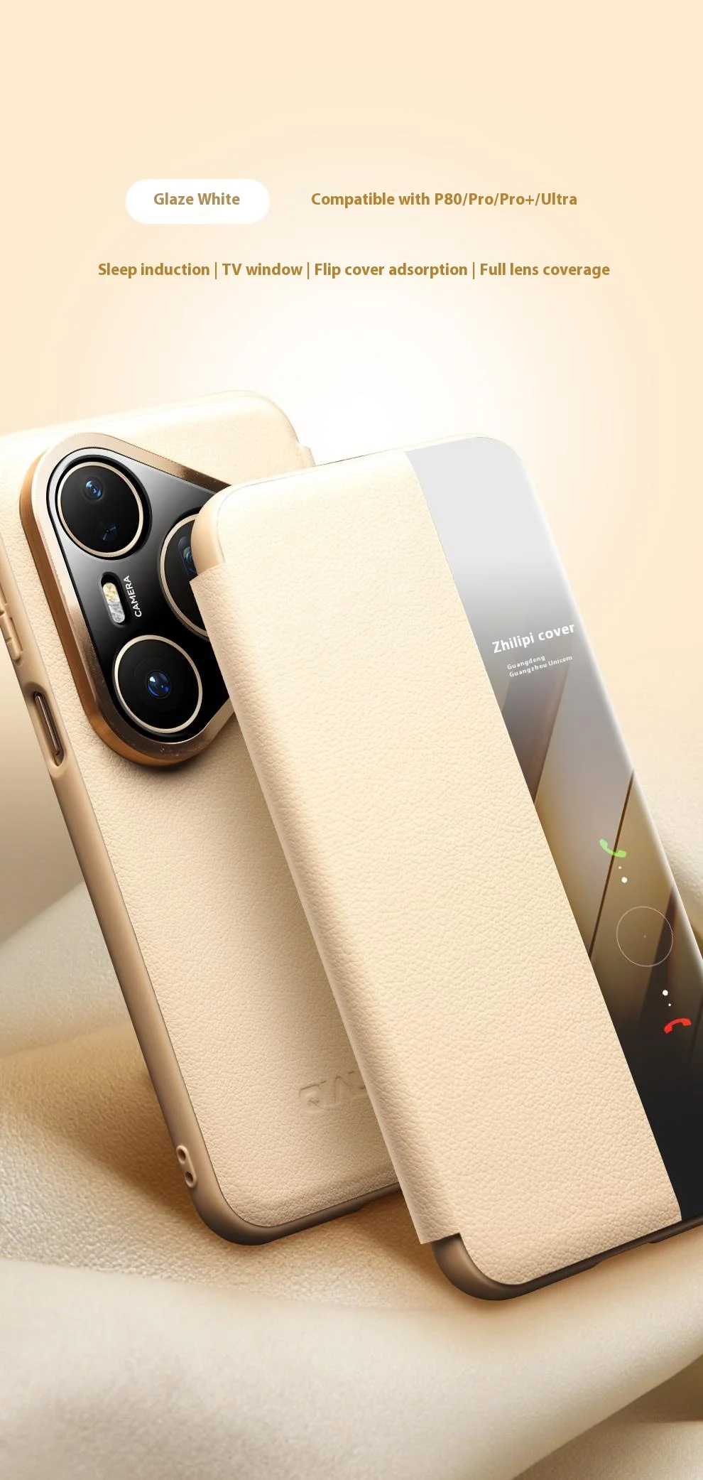 QIALINO For Huawei Pura 80 Case Window View Auto Wake  /  Sleep Genuine Cow Leather Flip Phone Cover - Black-Cellmalls