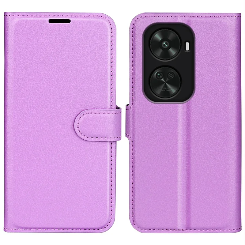 For Huawei nova 11 SE / nova 12 SE 4G Leather Case Litchi Texture Stand Phone Wallet Cover - Black-Cellmalls