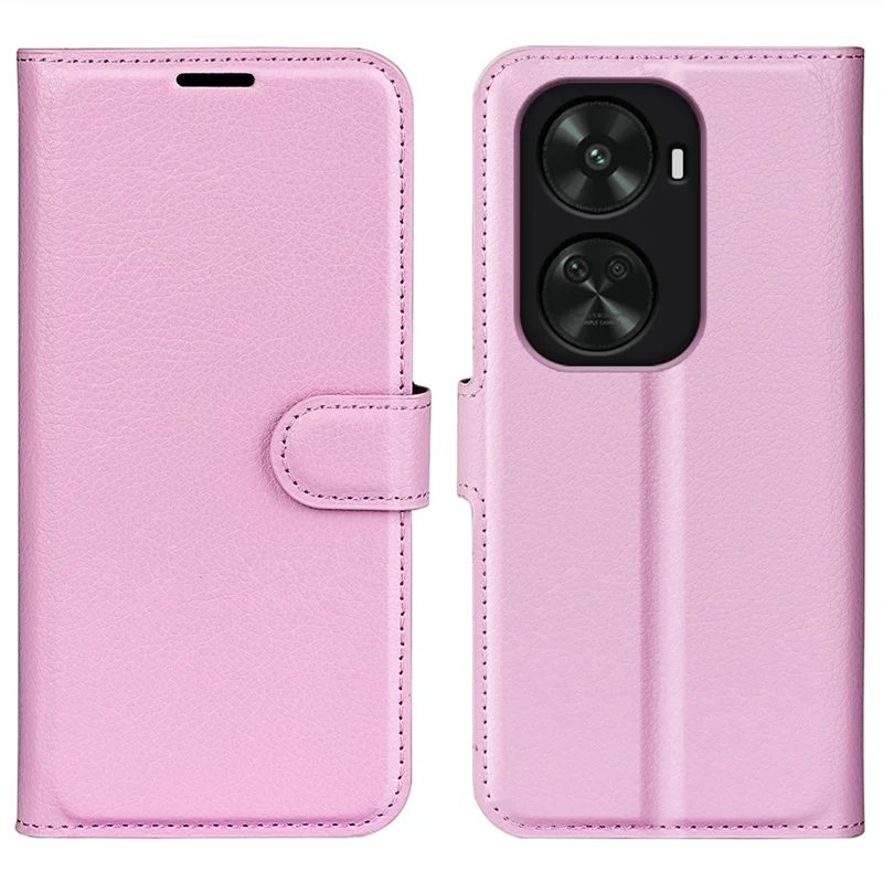 For Huawei nova 11 SE / nova 12 SE 4G Leather Case Litchi Texture Stand Phone Wallet Cover - Black-Cellmalls