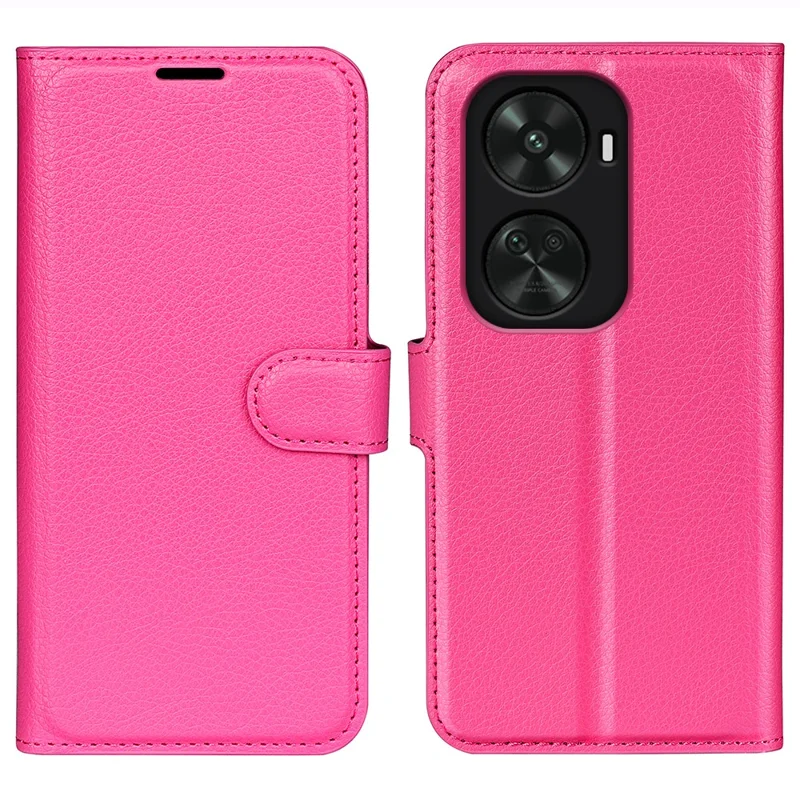 For Huawei nova 11 SE / nova 12 SE 4G Leather Case Litchi Texture Stand Phone Wallet Cover - Black-Cellmalls