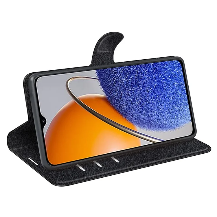 For Huawei nova Y61 4G Full Protection Flip Phone Case Litchi Texture PU Leather Stand Wallet Phone Cover - Black-Cellmalls