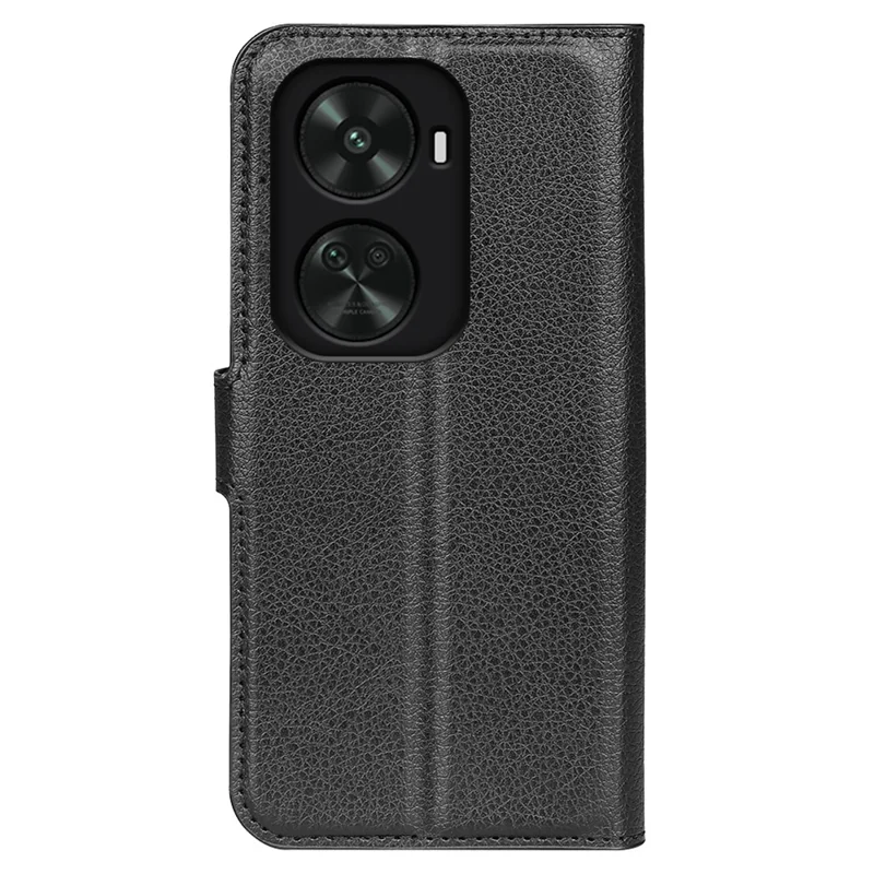 For Huawei nova 11 SE / nova 12 SE 4G Leather Case Litchi Texture Stand Phone Wallet Cover - Black-Cellmalls