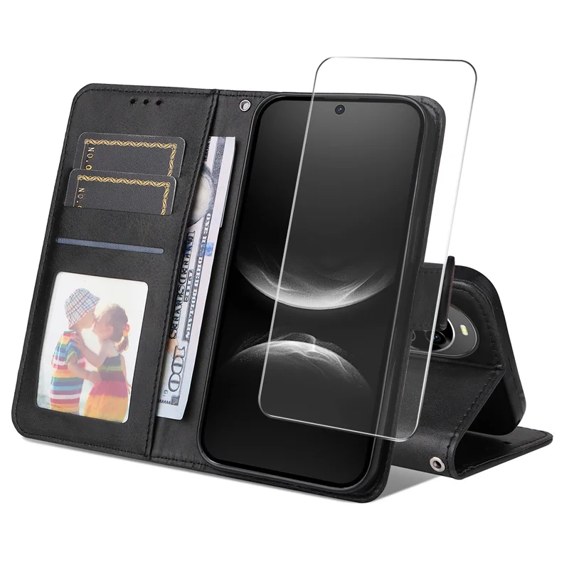 For Huawei nova 14 5G PU Leather Wallet Case ENKAY HAT PRINCE Phone Stand Cover with Tempered Glass - Pink-Cellmalls