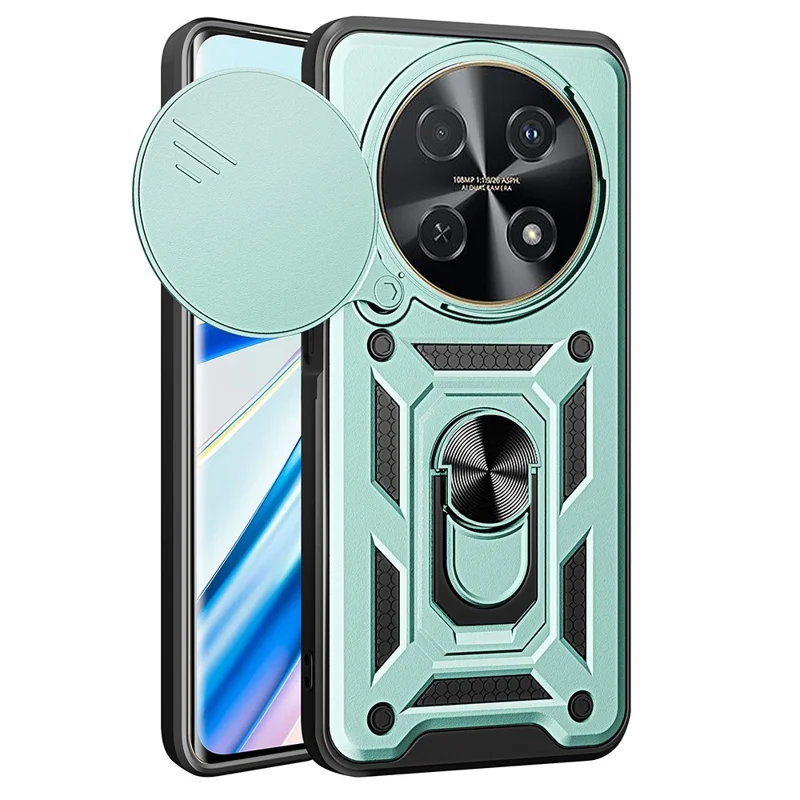 For Huawei nova 12i 4G Case with Slide Camera Lid PC+TPU Kickstand Phone Cover - Black-Cellmalls