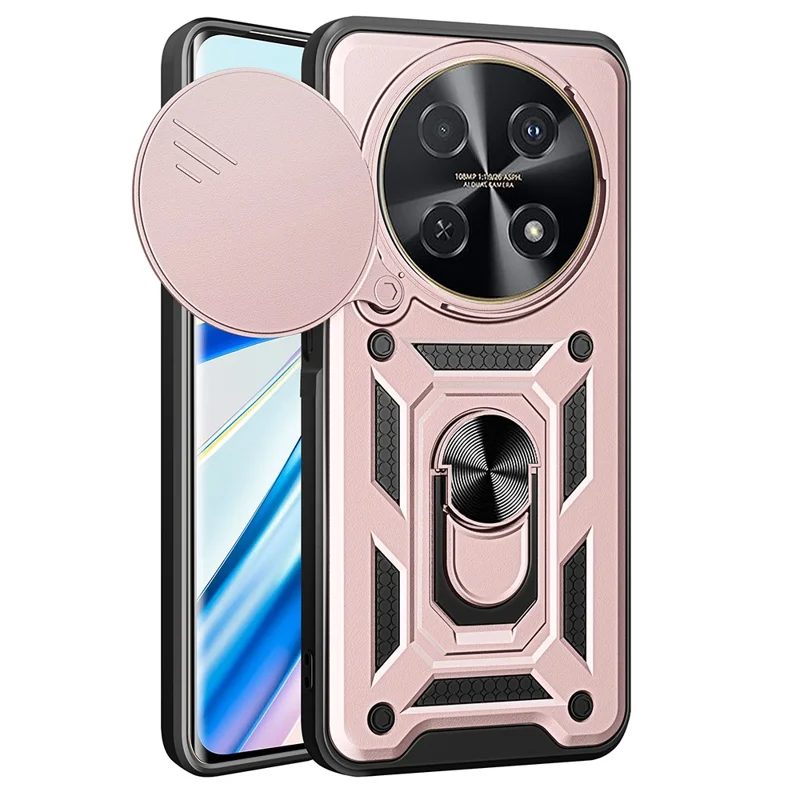 For Huawei nova 12i 4G Case with Slide Camera Lid PC+TPU Kickstand Phone Cover - Black-Cellmalls