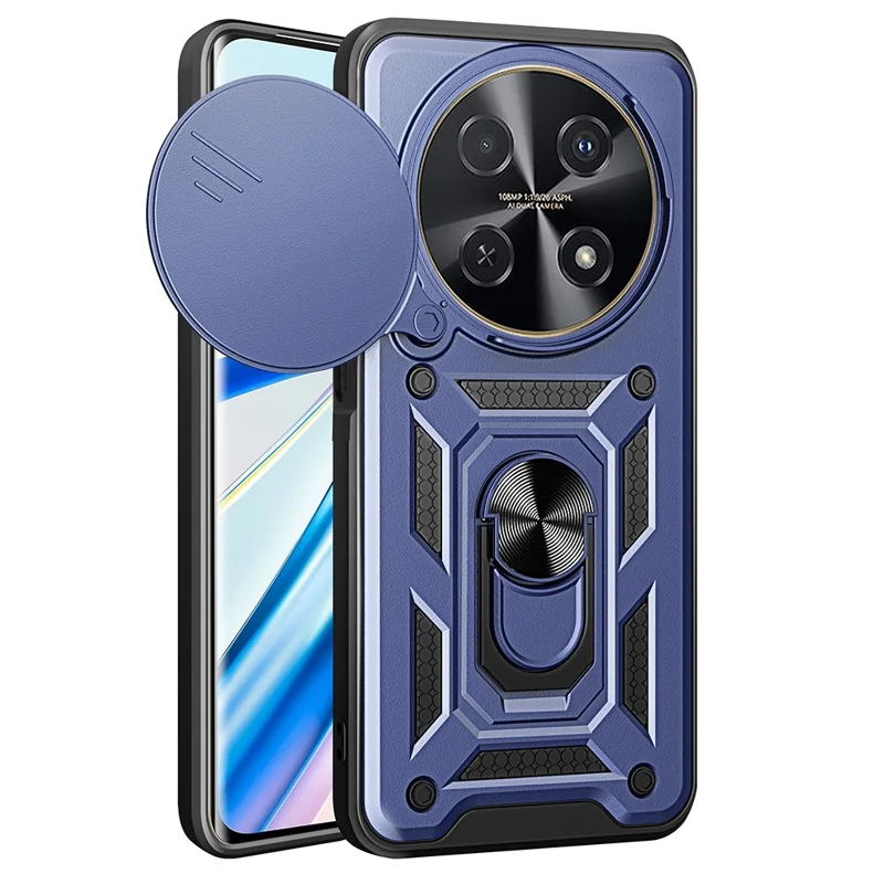 For Huawei nova 12i 4G Case with Slide Camera Lid PC+TPU Kickstand Phone Cover - Black-Cellmalls