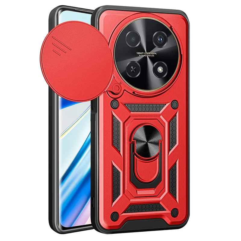 For Huawei nova 12i 4G Case with Slide Camera Lid PC+TPU Kickstand Phone Cover - Black-Cellmalls