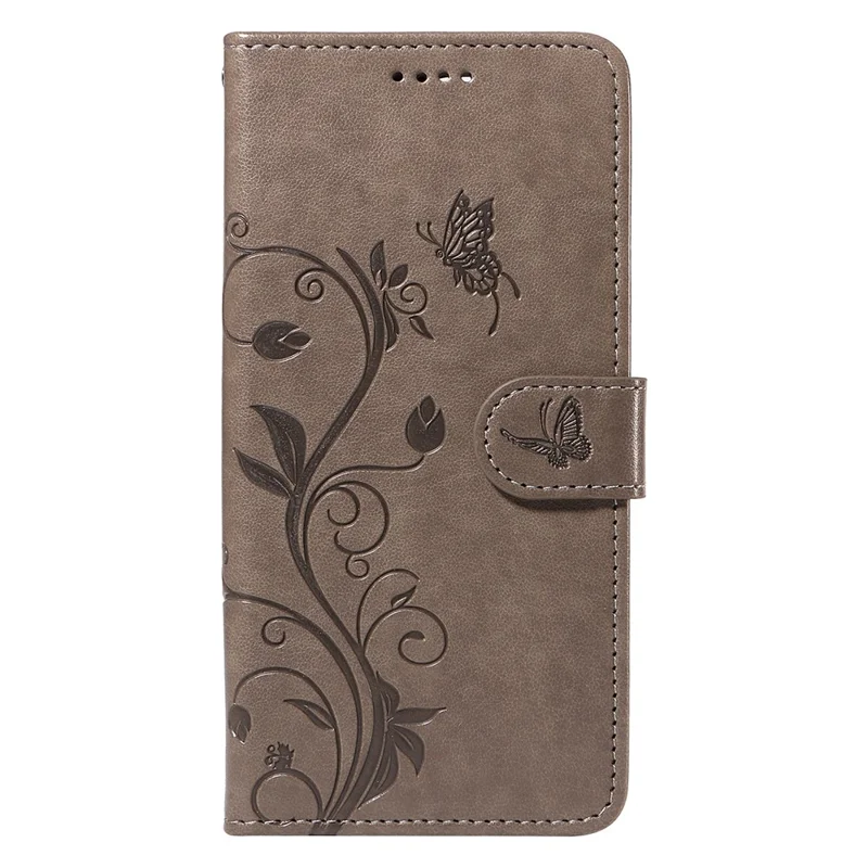 For Honor 200 Lite PU Leather Cases Flower Pattern Wallet Stand Phone Cover with Strap - Grey-Cellmalls