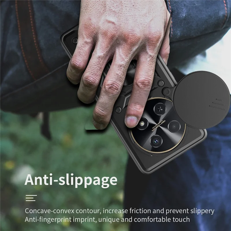 For Huawei nova 12i 4G Case with Slide Camera Lid PC+TPU Kickstand Phone Cover - Black-Cellmalls